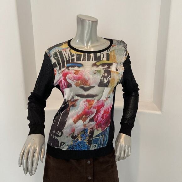 PINKO Print Pattern Top Long Sleeve Size L - Picture 12 of 13